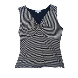 Women's Medium Charter Club Black and White Striped Sleeveless Shirt